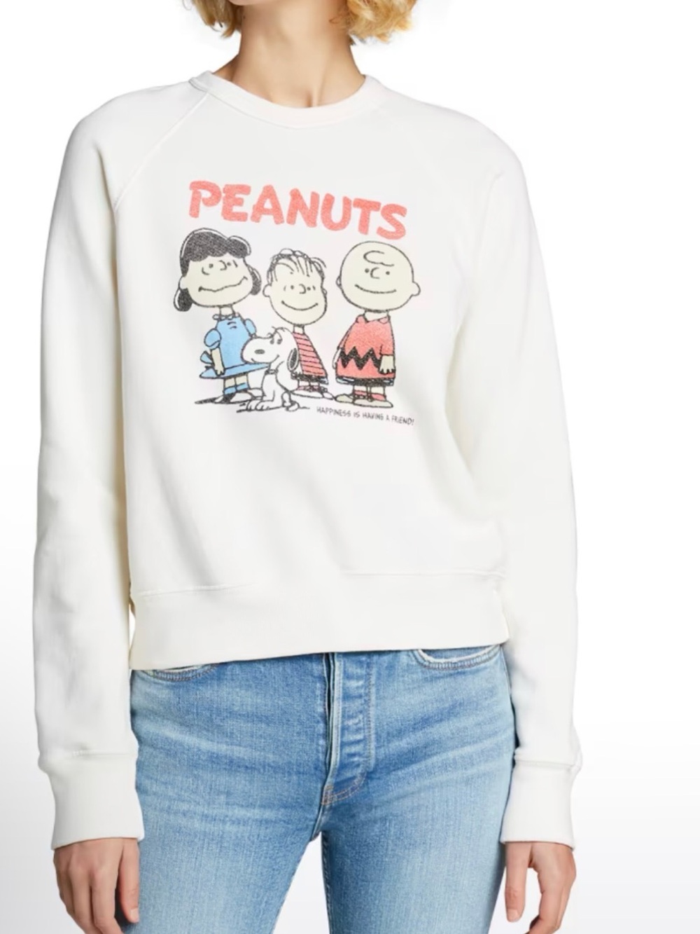 RE/DONE Peanuts Raglan-Sleeve Crewneck Sweatshirt | Size M